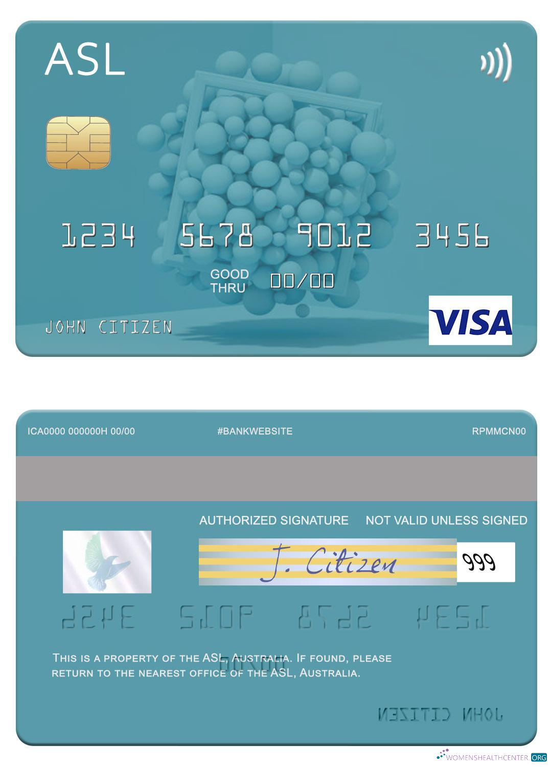 Download Australia Australian Settlements Limited (ASL) visa card Photoshop template